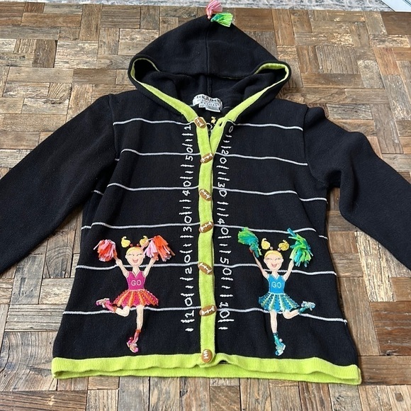 Jack B Quick Petite Football Cheerleader Hoodie Knit Cardigan - Picture 1 of 13